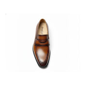 top-down-view - Men's Brown Leather Moccasin Dress Shoes