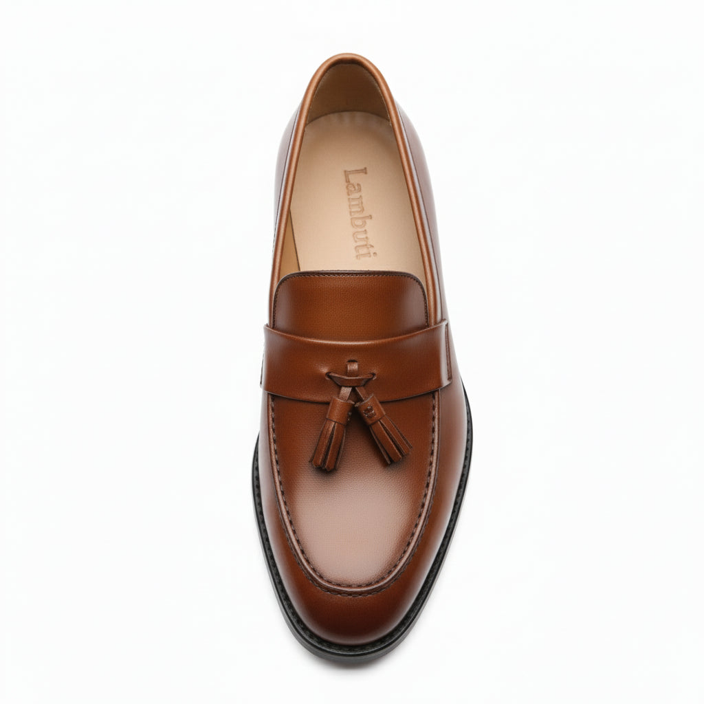top-down-view - Men's Brown Leather Moccasin Loafers
