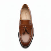 top-down-view - Men's Brown Leather Moccasin Loafers