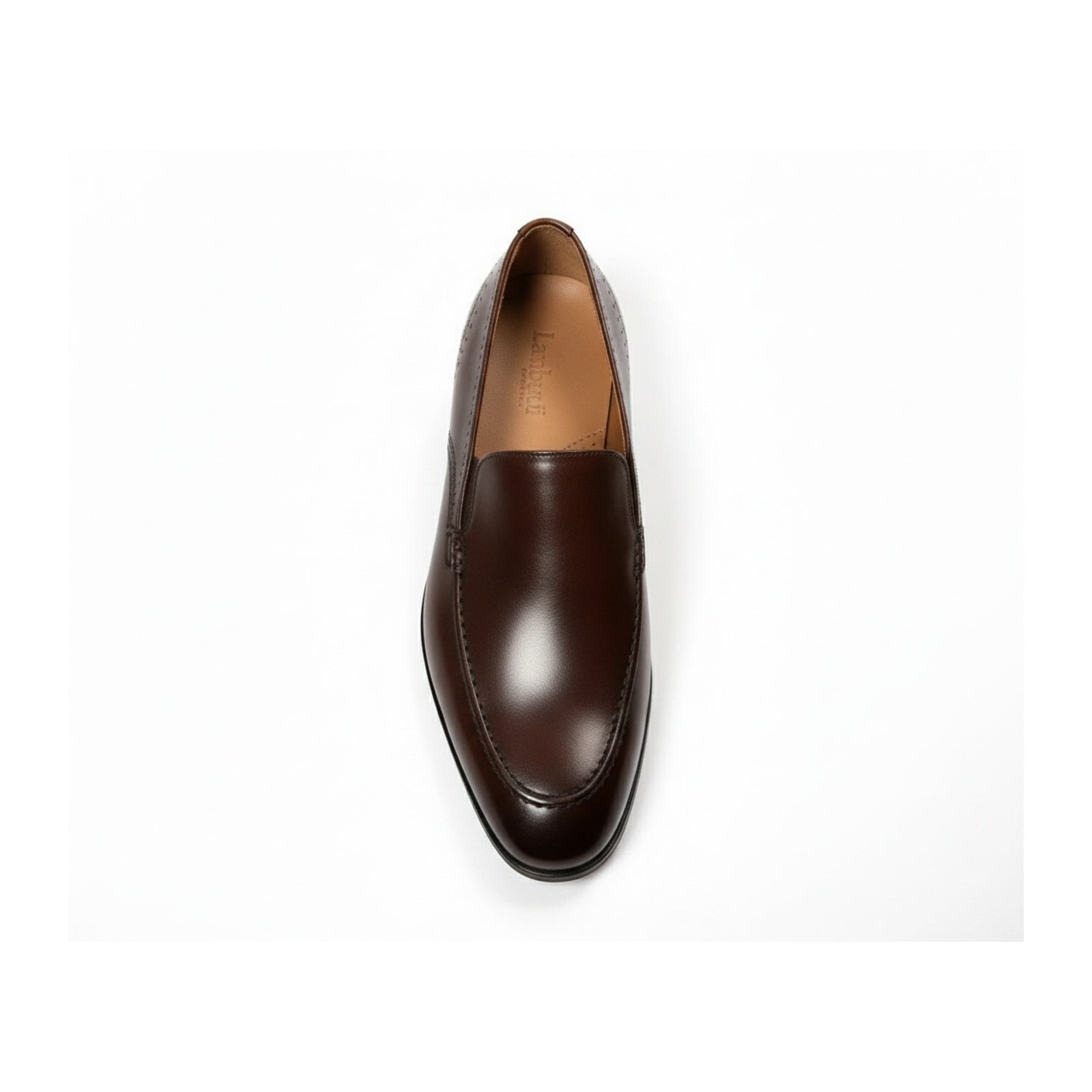 Men's Brown Leather Moccasins - top-down-view