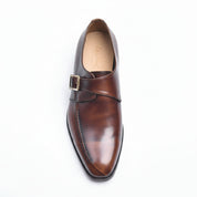 Men's Brown Leather Monk Shoes for Formal Events - top-down-view