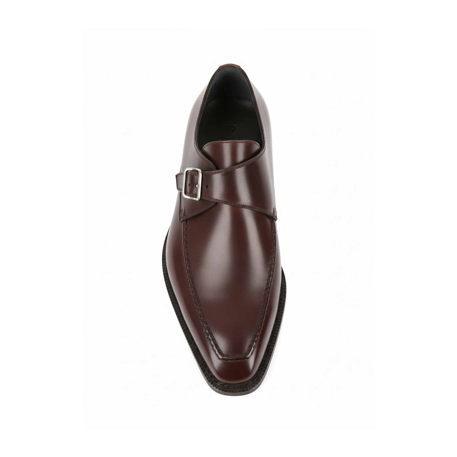 top-down-view - Men's Brown Leather Monk Shoes