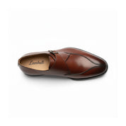 top-down-view - Men's Brown Leather Monk Strap Shoes