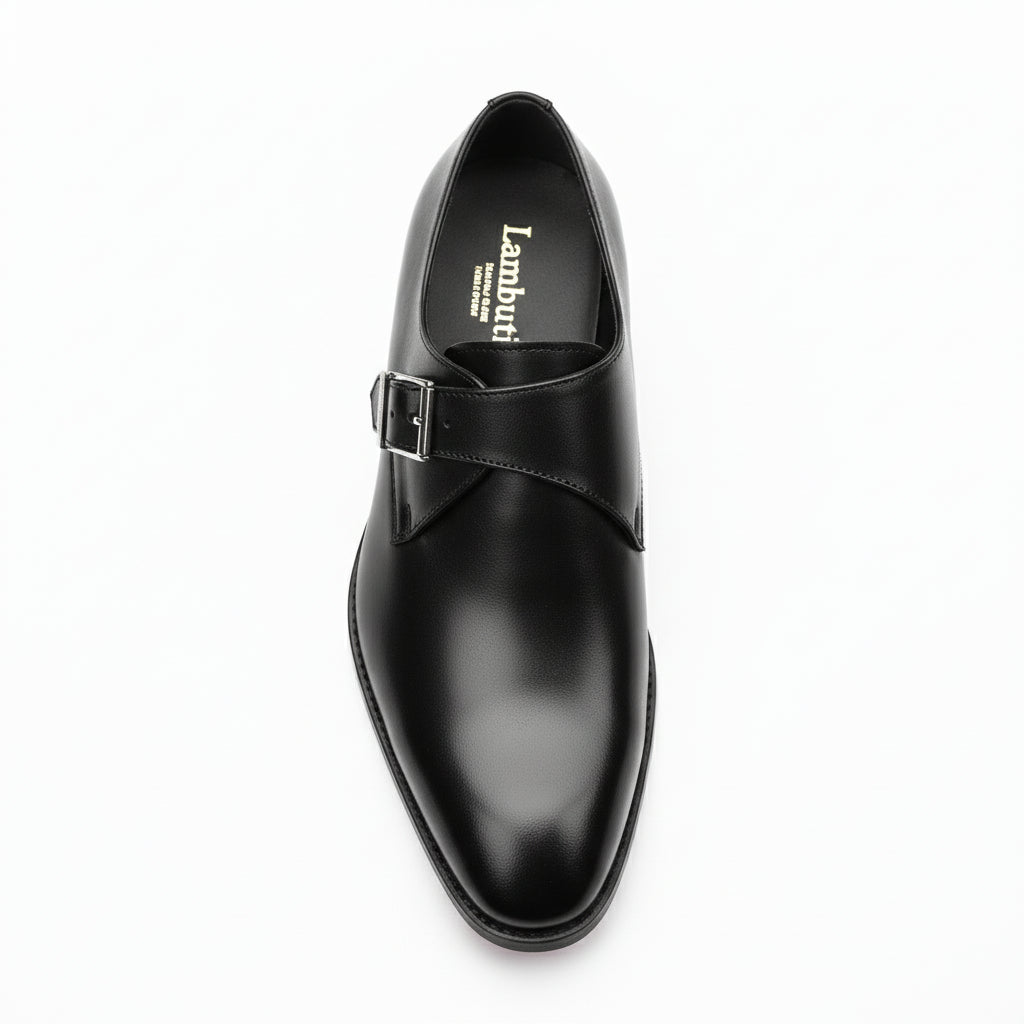top-down-view - Men's Brown Leather Monk Strap Shoes