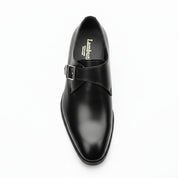 top-down-view - Men's Brown Leather Monk Strap Shoes
