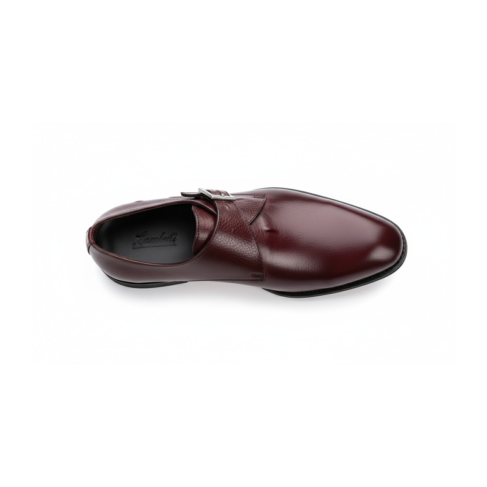 top-down-view - Men's Brown Leather Monk Strap Shoes