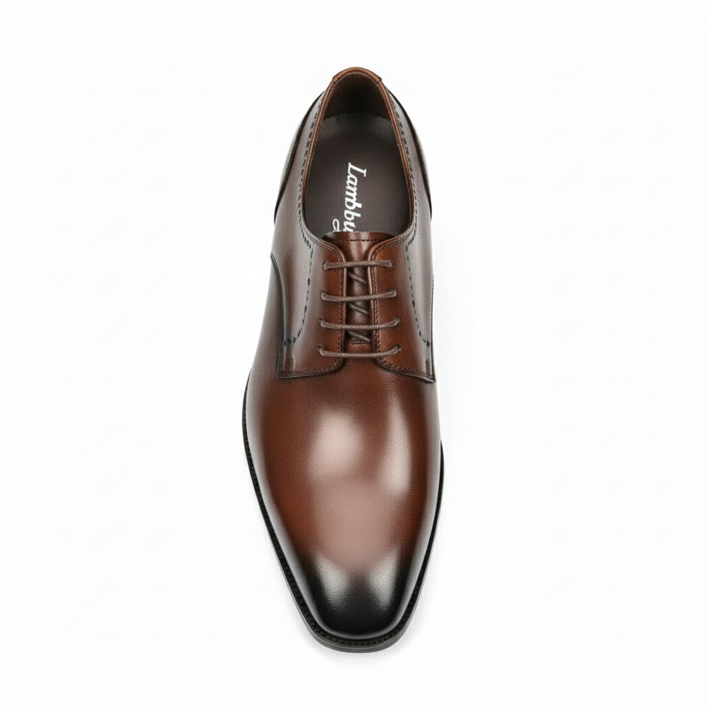 top-down-view - Men's Brown Leather Oxford Dress Shoes