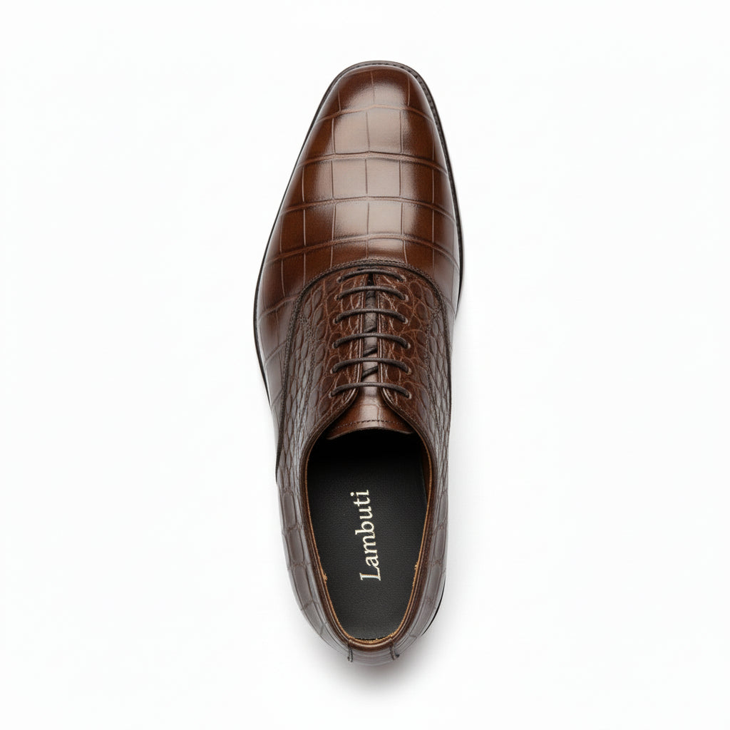 top-down-view - Men's Brown Leather Oxford Shoes