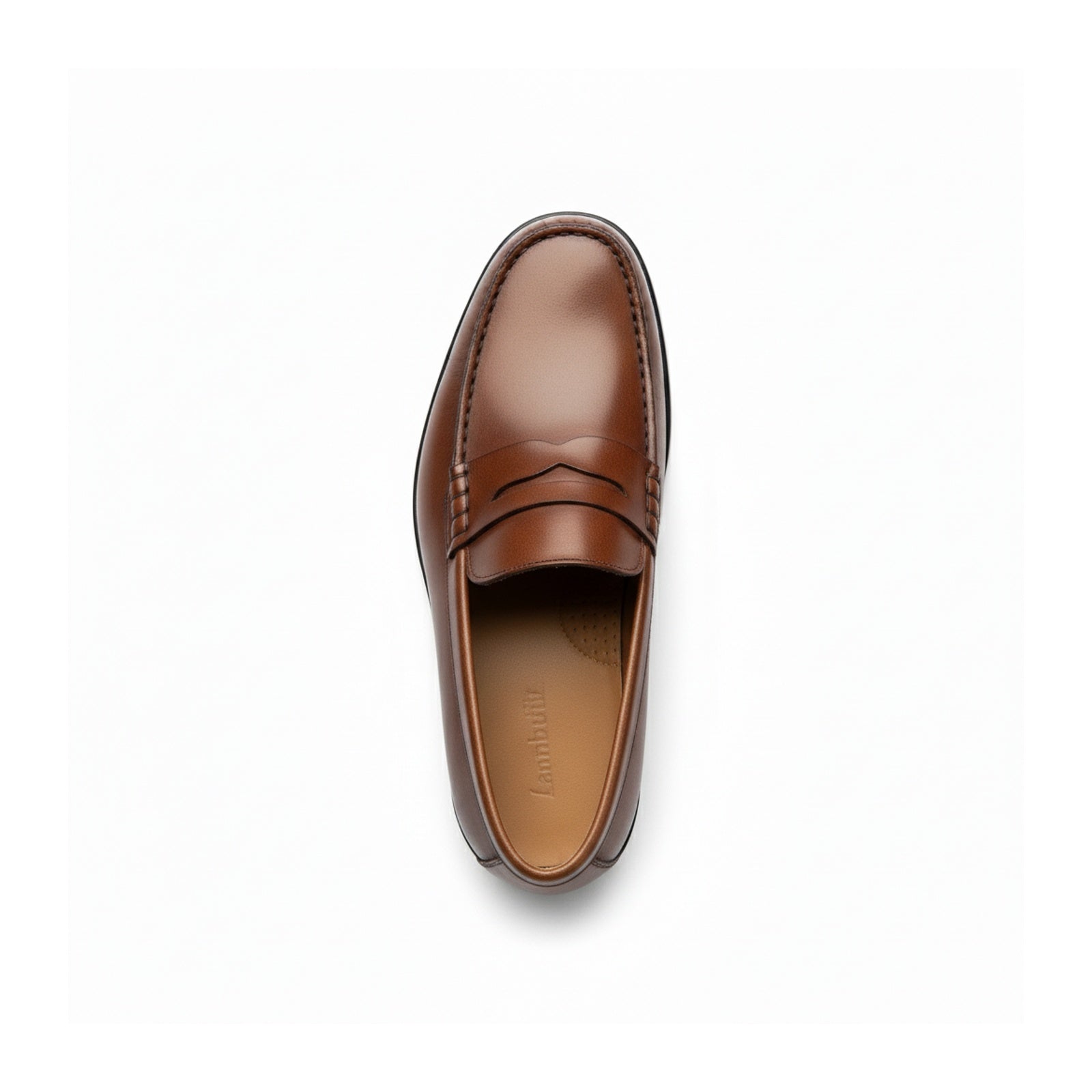 top-down-view - Men's Brown Leather Penny Loafer Shoes