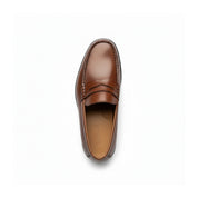 top-down-view - Men's Brown Leather Penny Loafer Shoes
