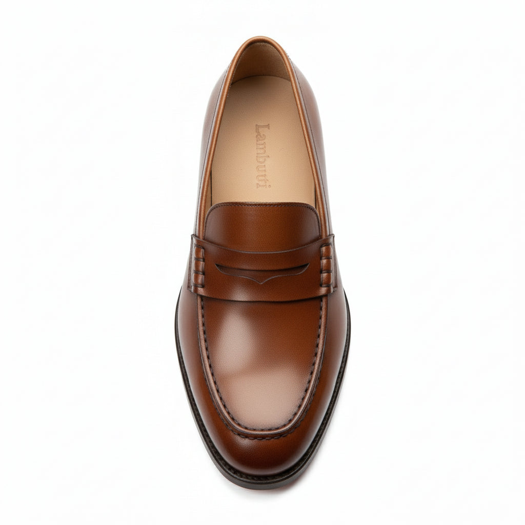 top-down-view - Men's Brown Leather Slip-on Dress Shoes