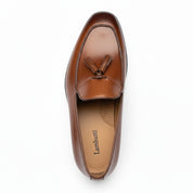 top-down-view - Men's Brown Leather Slip-On Formal Dress Shoes