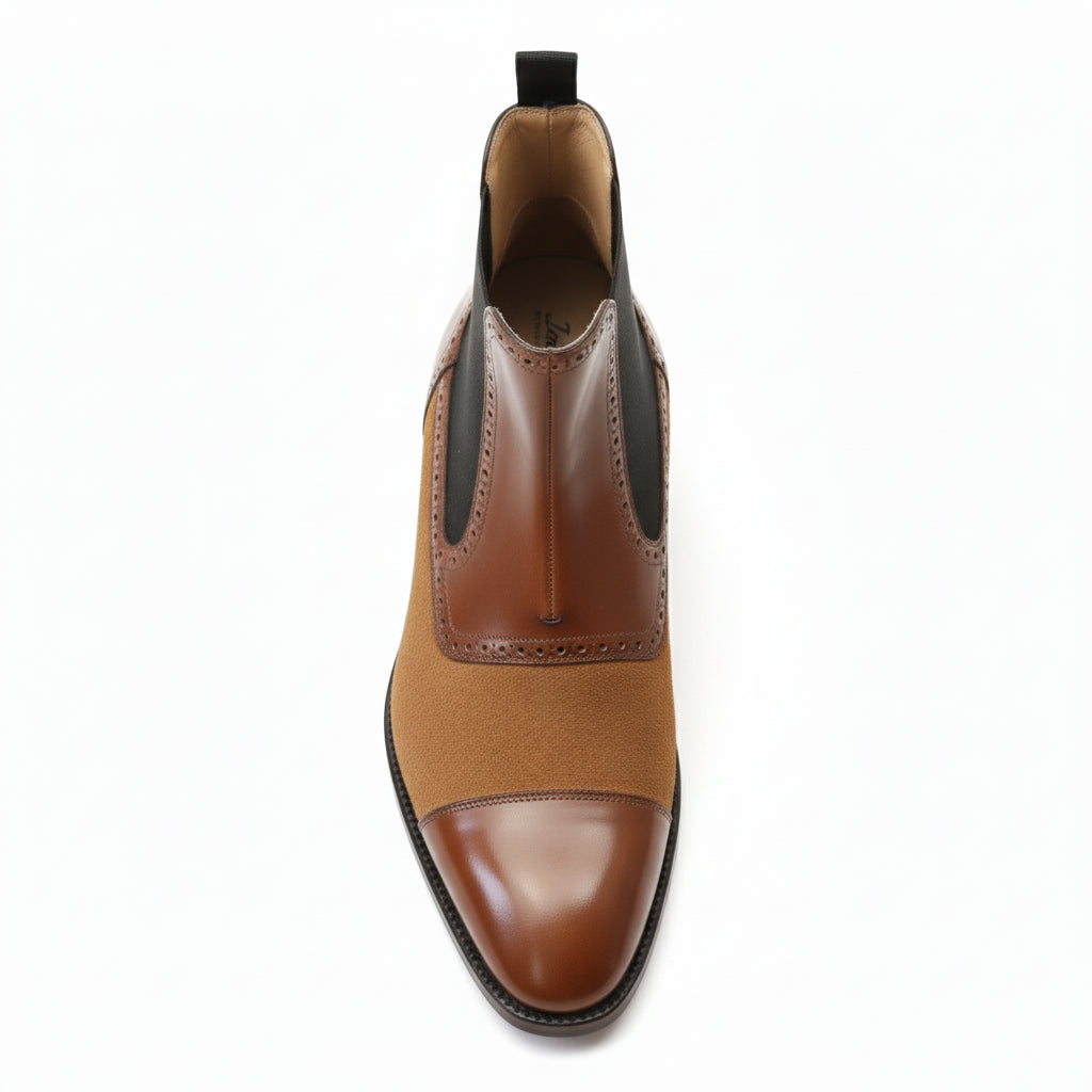 Men's Brown Leather & Suede Chelsea Boots - top-down-view