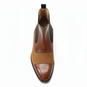 Men's Brown Leather & Suede Chelsea Boots - top-down-view
