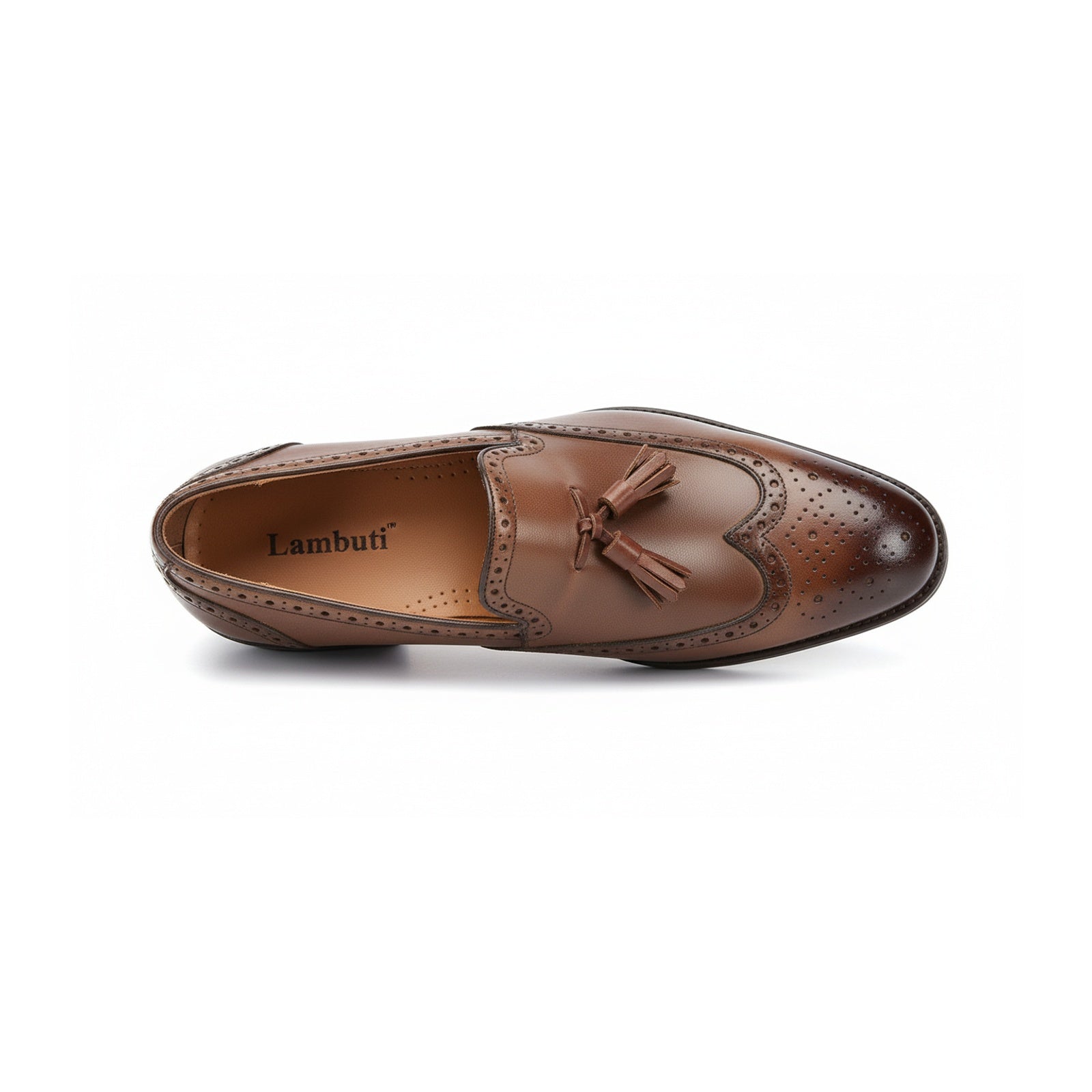 top-down-view - Men's Brown Leather Tassel Loafers