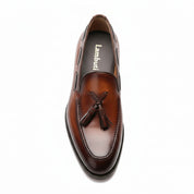 top-down-view - Men's Brown Leather Tassel Loafers