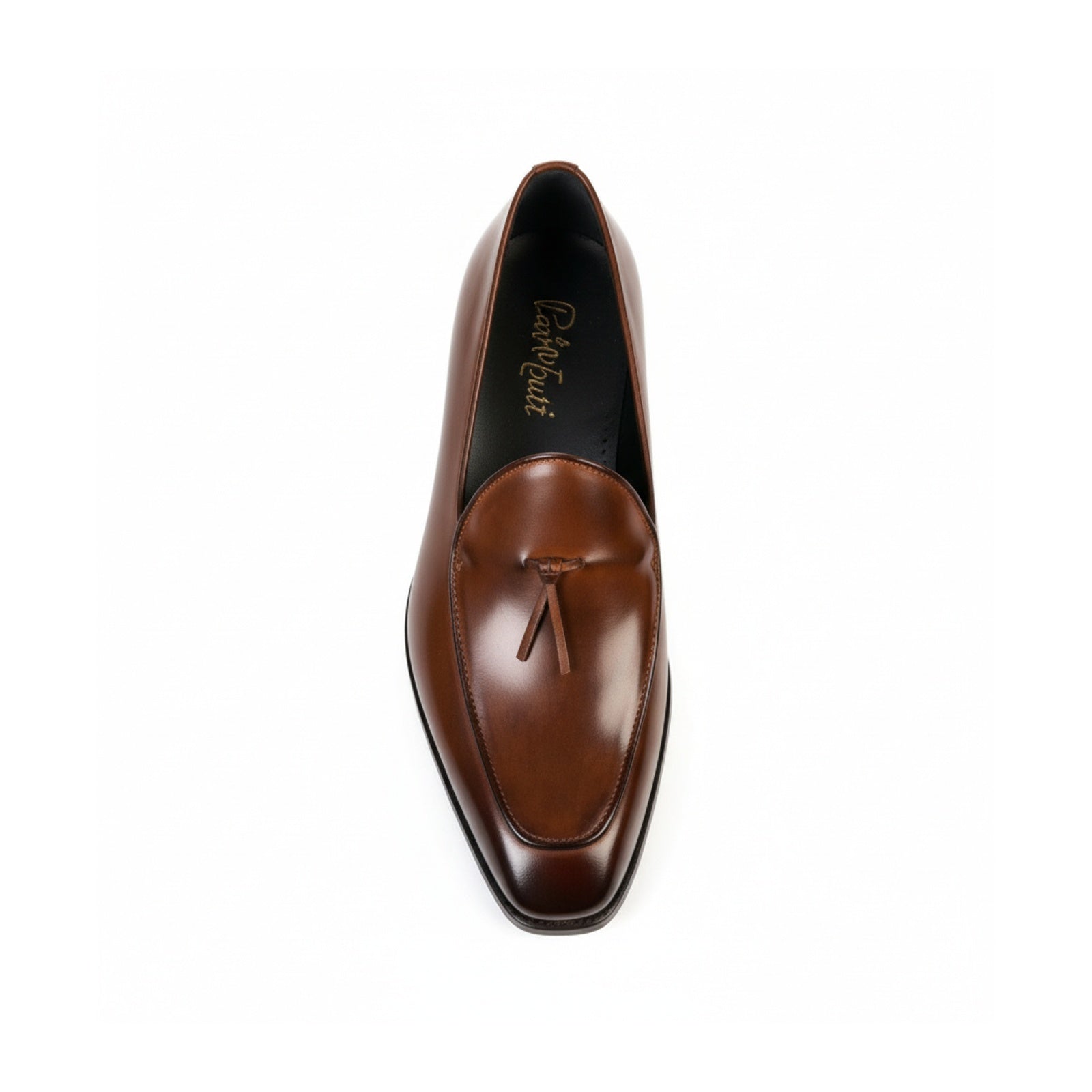 top-down-view - Men's Brown Leather Tassel Loafers