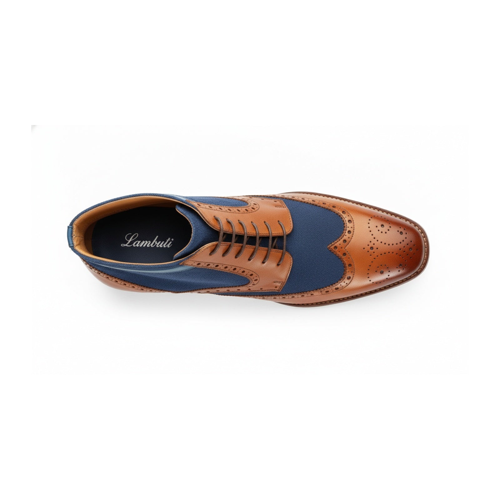 top-down-view - Men's Brown Leather Wingtip Brogue Ankle Boots