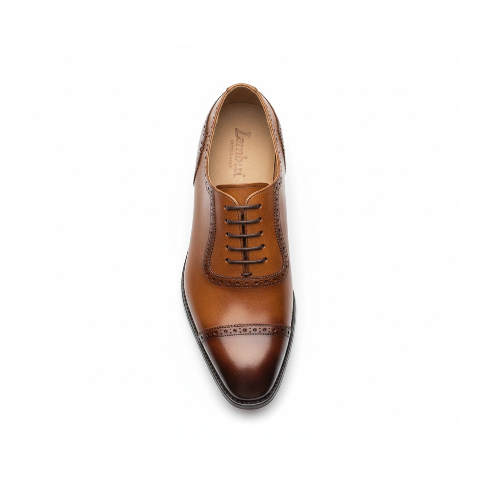 top-down-view - Men's Brown Leather Wingtip Brogue Dress Shoes