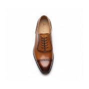 top-down-view - Men's Brown Leather Wingtip Brogue Dress Shoes