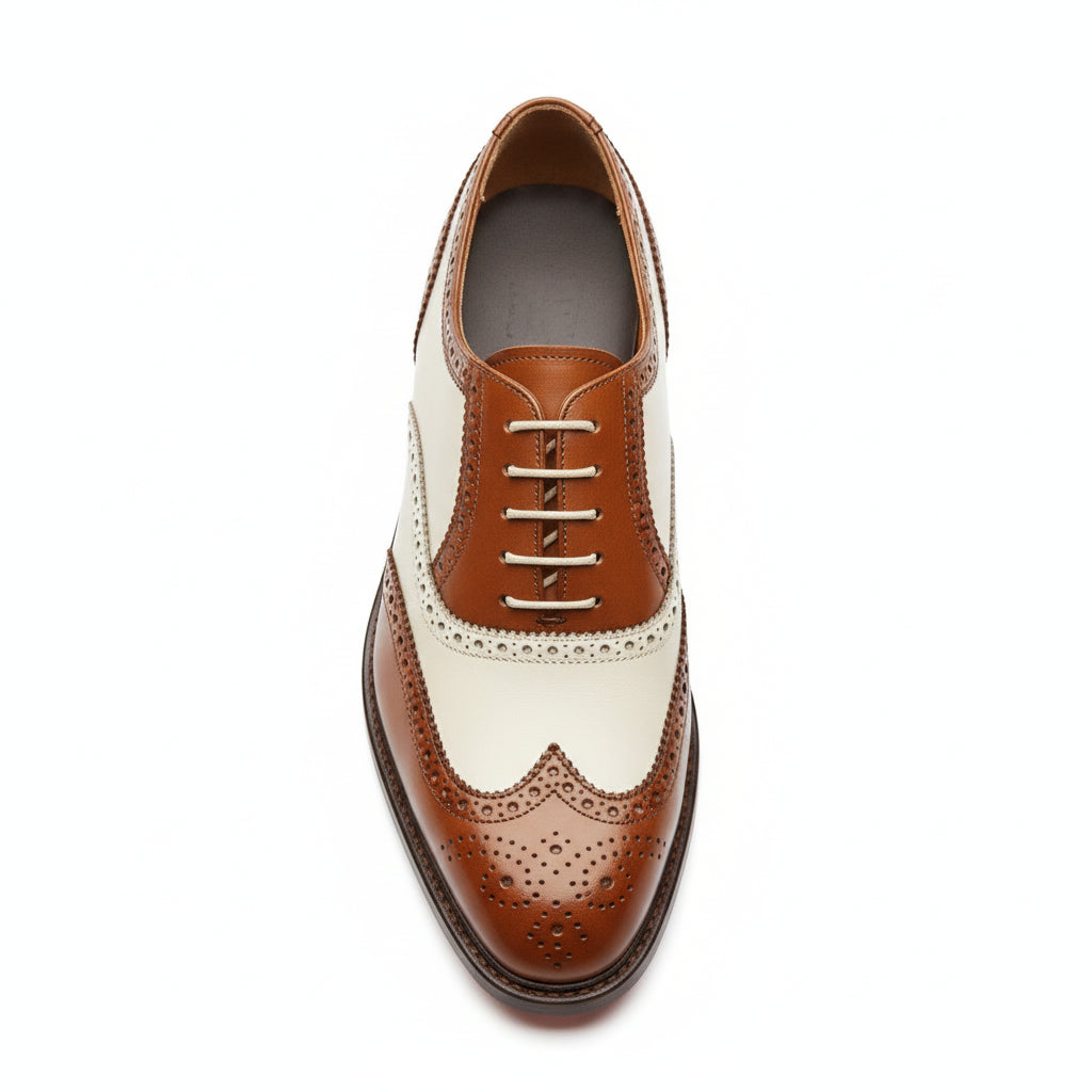 top-down-view - Men's Brown Leather Wingtip Brogue Dress Shoes