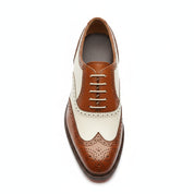 top-down-view - Men's Brown Leather Wingtip Brogue Dress Shoes