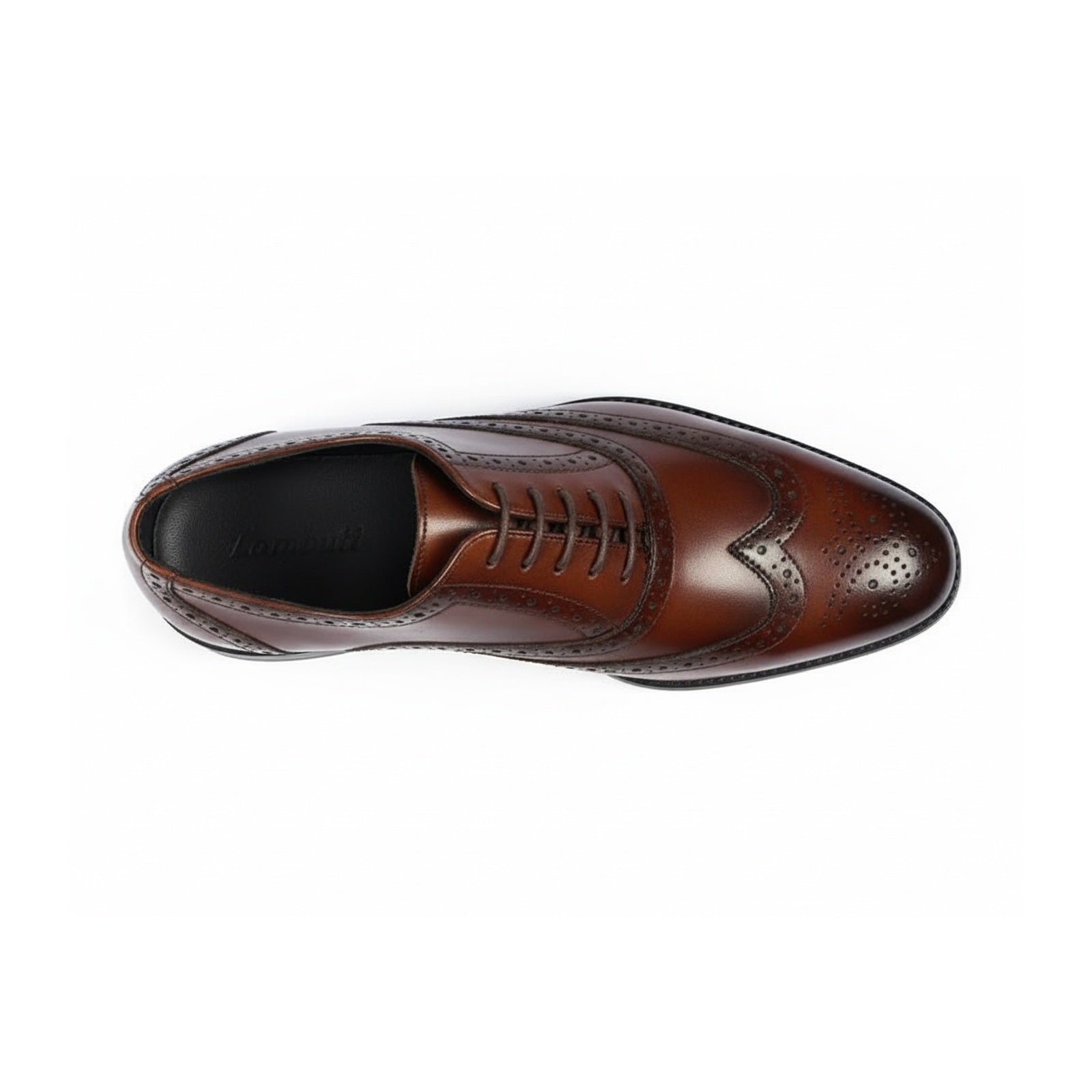 top-down-view - Men's Brown Leather Wingtip Brogue Dress Shoes