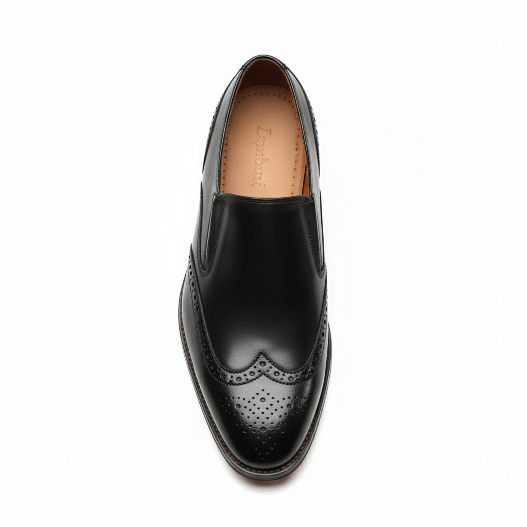 top-down-view - Men's Brown Leather Wingtip Loafers