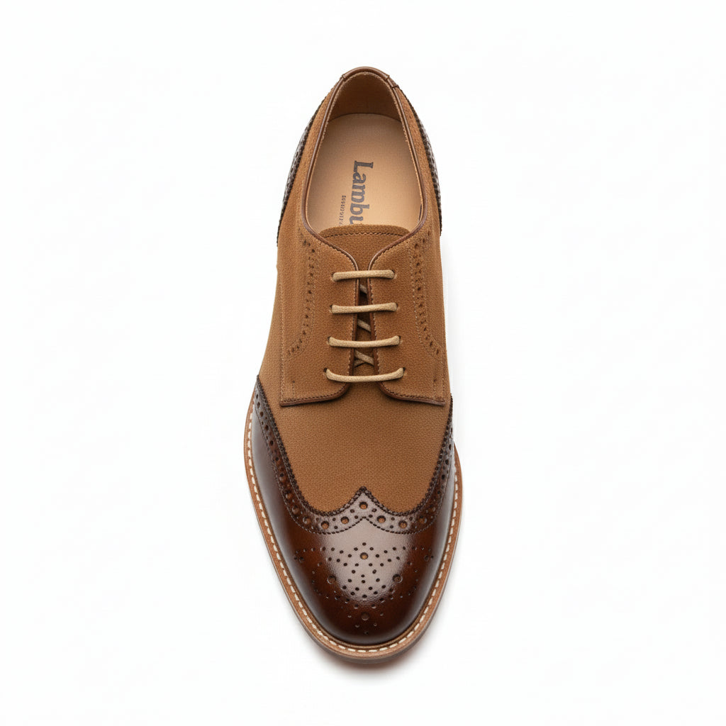 top-down-view - Men's Brown Leather Wingtip Oxford Shoes
