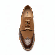 top-down-view - Men's Brown Leather Wingtip Oxford Shoes