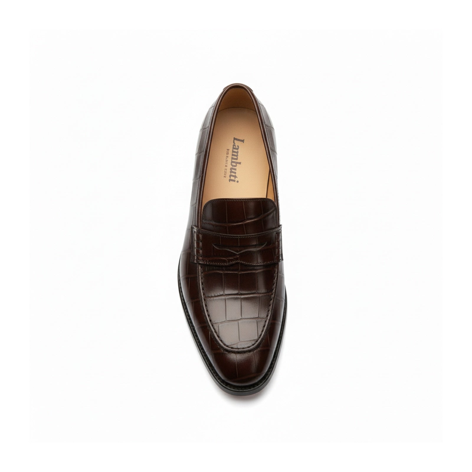 top-down-view - Men's Brown Moc-Toe Leather Loafers