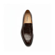 top-down-view - Men's Brown Moc-Toe Leather Loafers