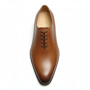 Men's Brown Oxford Leather Dress Shoes - top-down-view