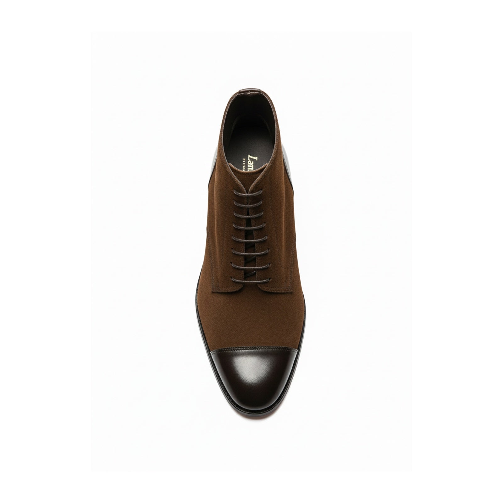 top-down-view - Men's Brown Suede Ankle Boots with Cap Toe
