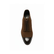 top-down-view - Men's Brown Suede Ankle Boots with Cap Toe