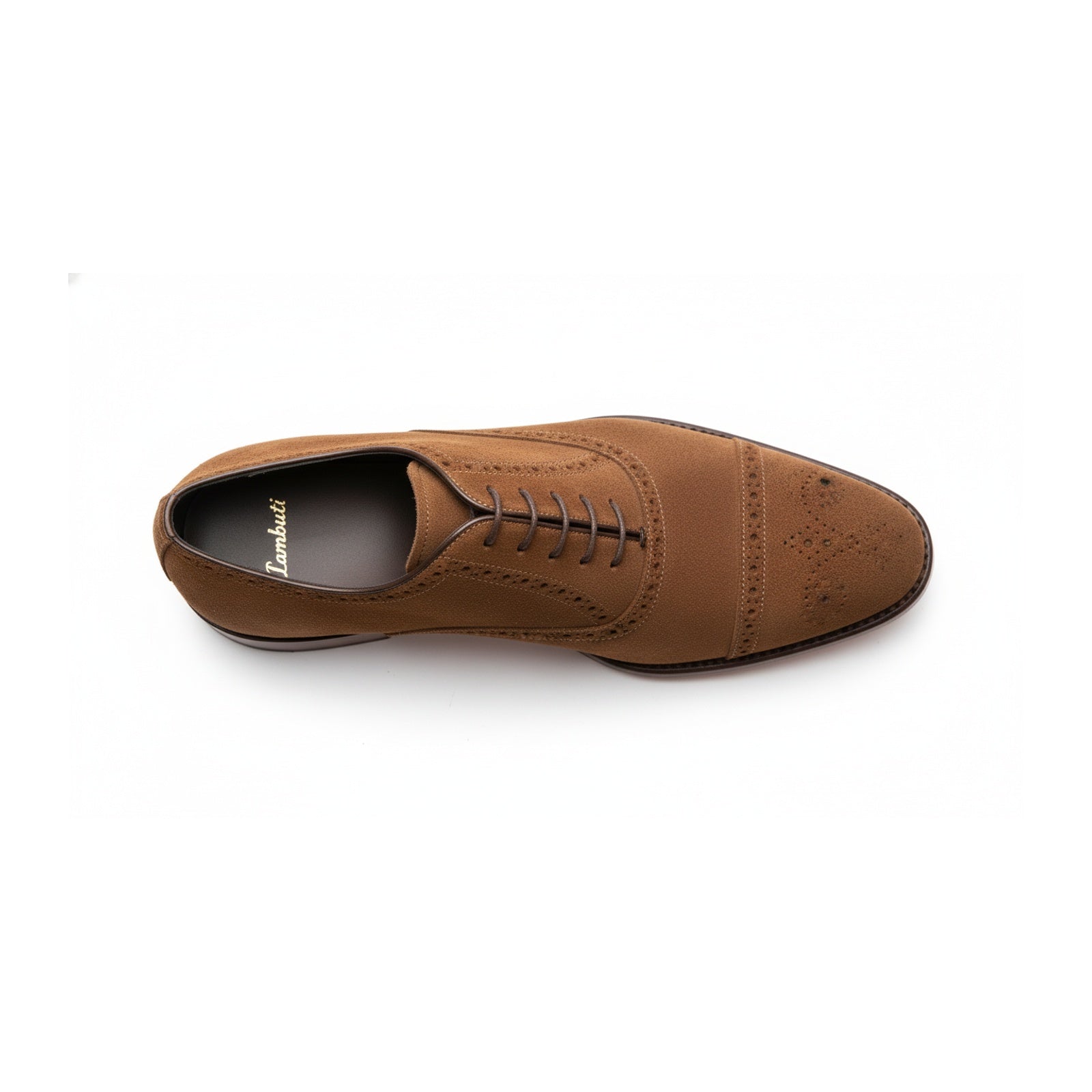 Men's Brown Suede Brogue Dress Shoes - top-down-view
