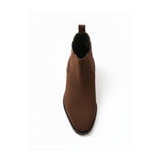 top-down-view - Men's Brown Suede Chelsea Ankle Boots with Leather Sole