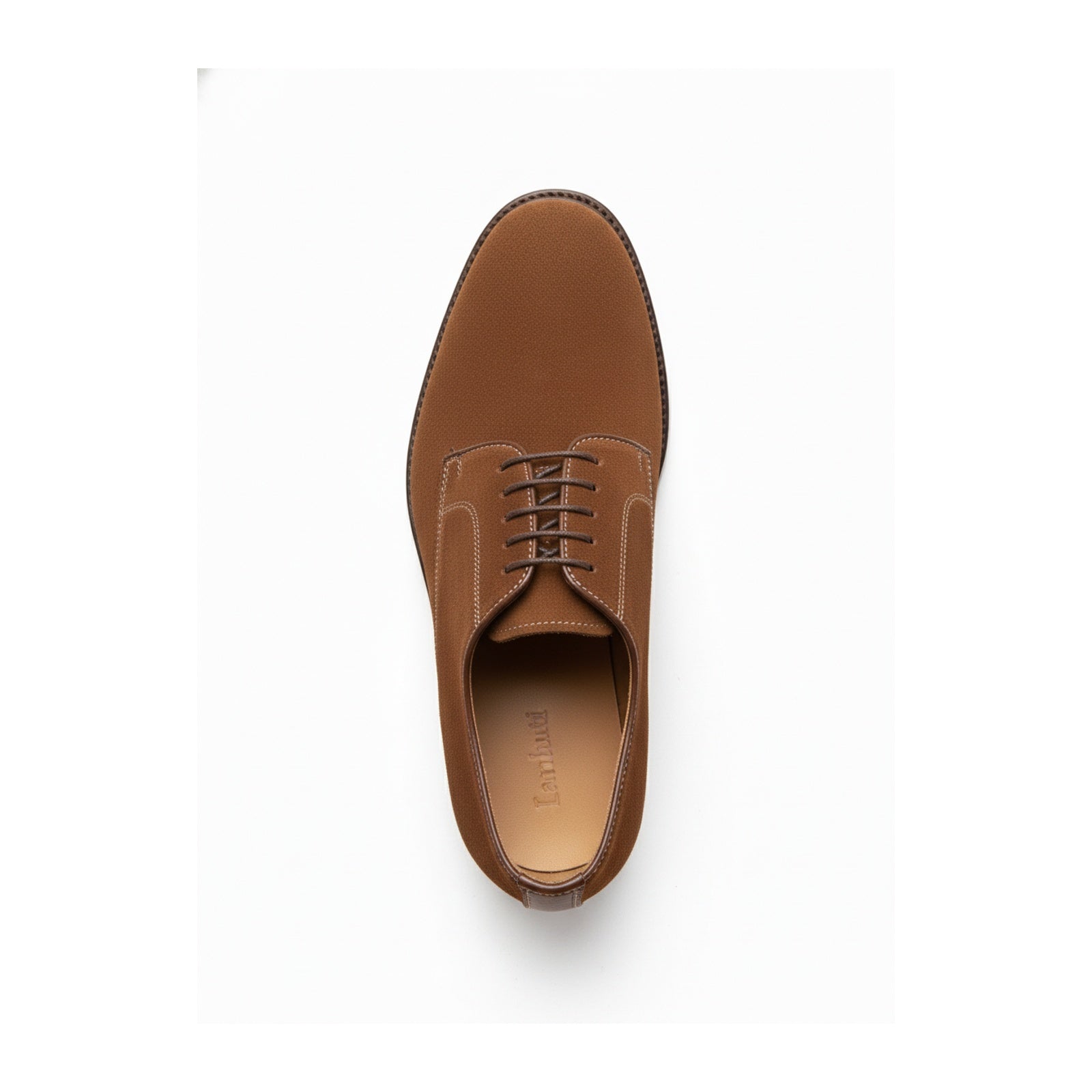 Men's Brown Suede Derby Shoes - top-down-view