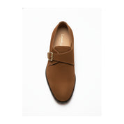 Men's Brown Suede Moccasin Shoes - top-down-view