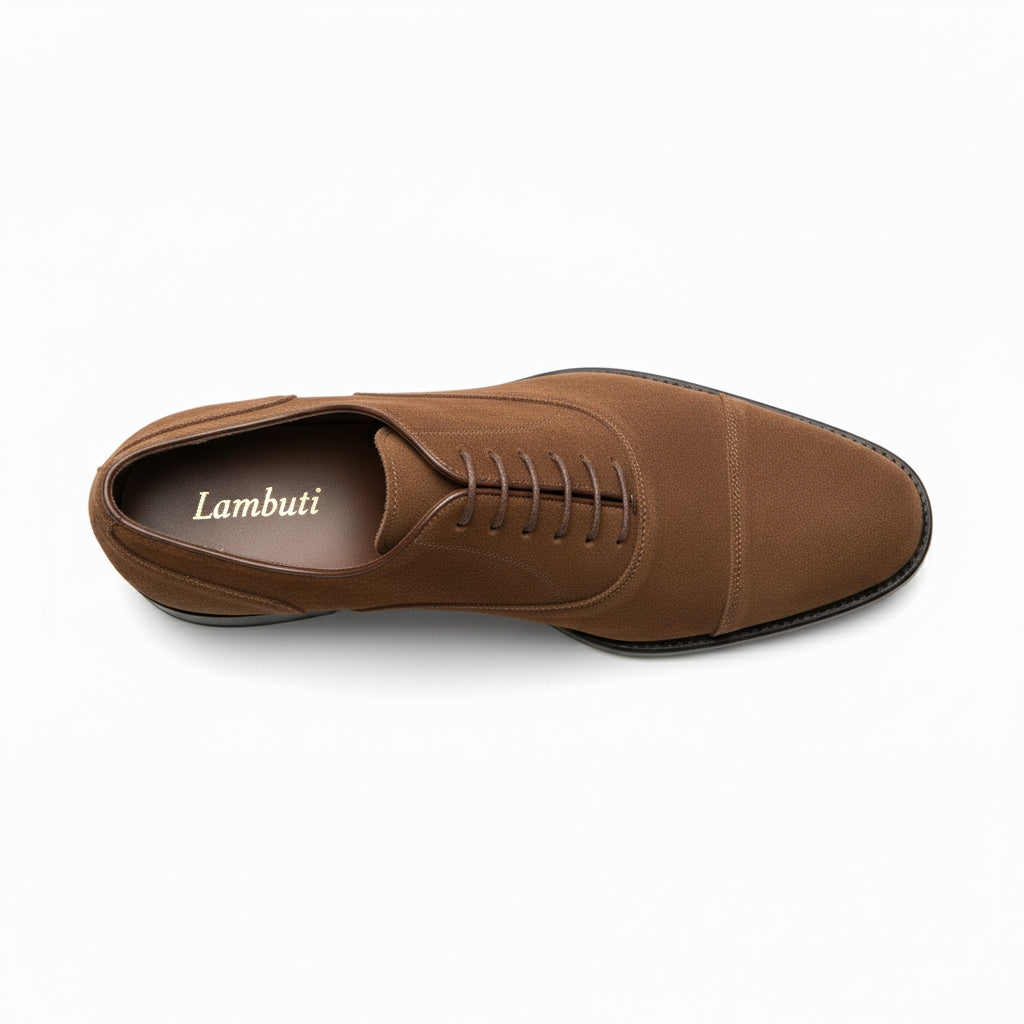 top-down-view - Men's Brown Suede Oxford Shoes