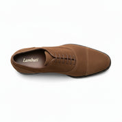 top-down-view - Men's Brown Suede Oxford Shoes
