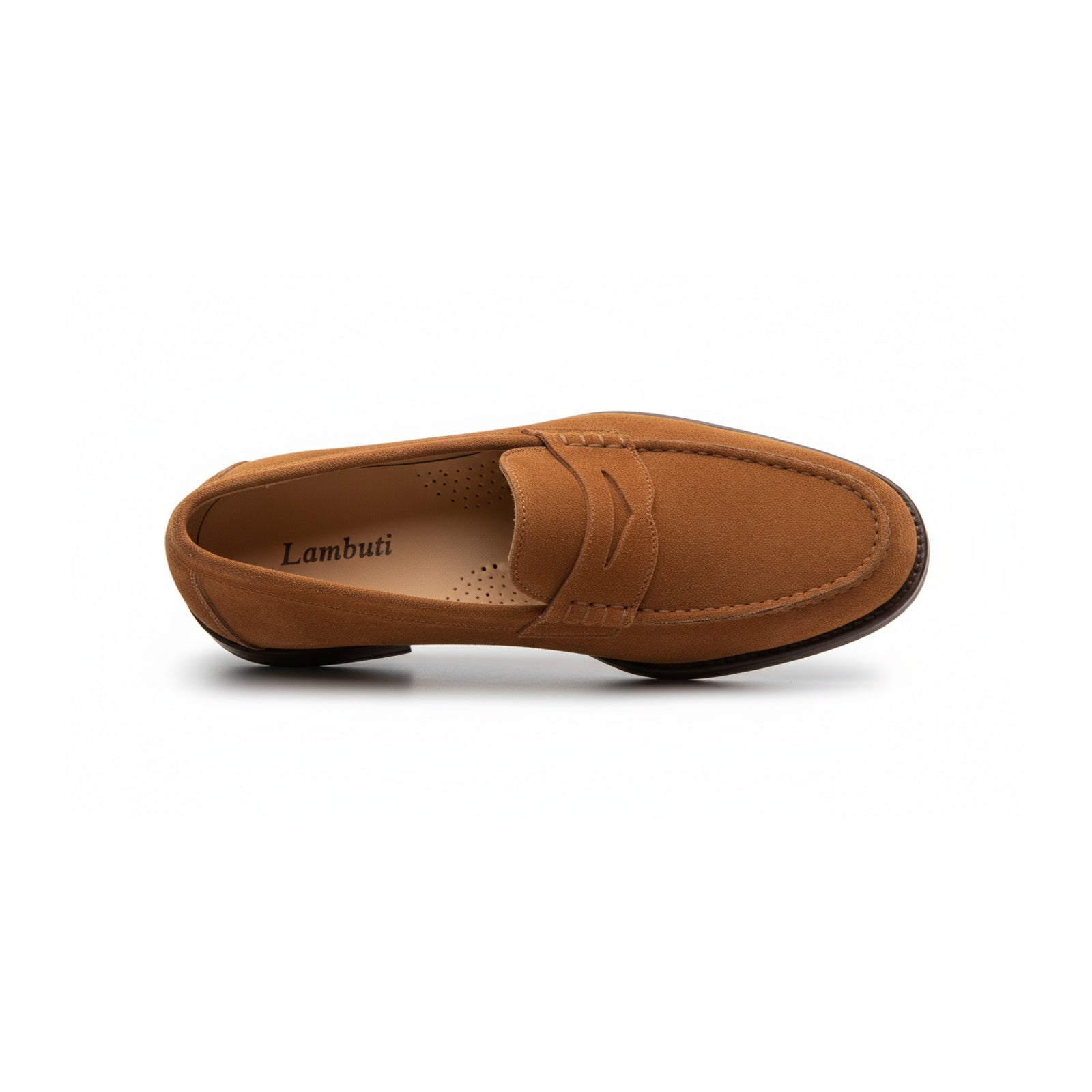top-down-view - Men's Brown Suede Penny Loafer Moccasins