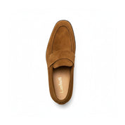 top-down-view - Men's Brown Suede Penny Loafers