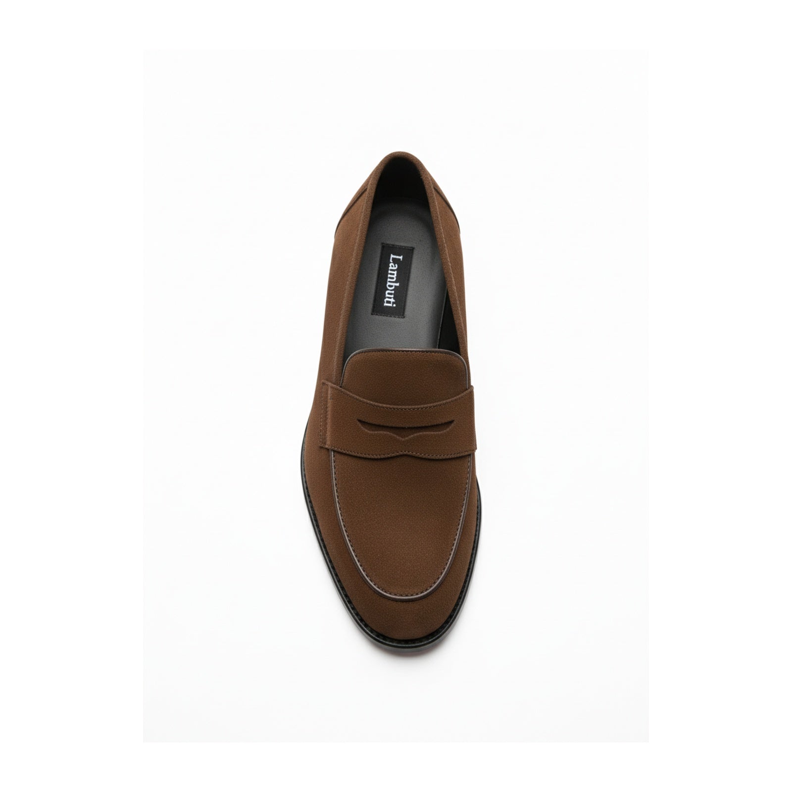 Men's Brown Suede Penny Loafers - top-down-view
