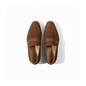top-down-view - Men's Brown Suede Penny Loafers