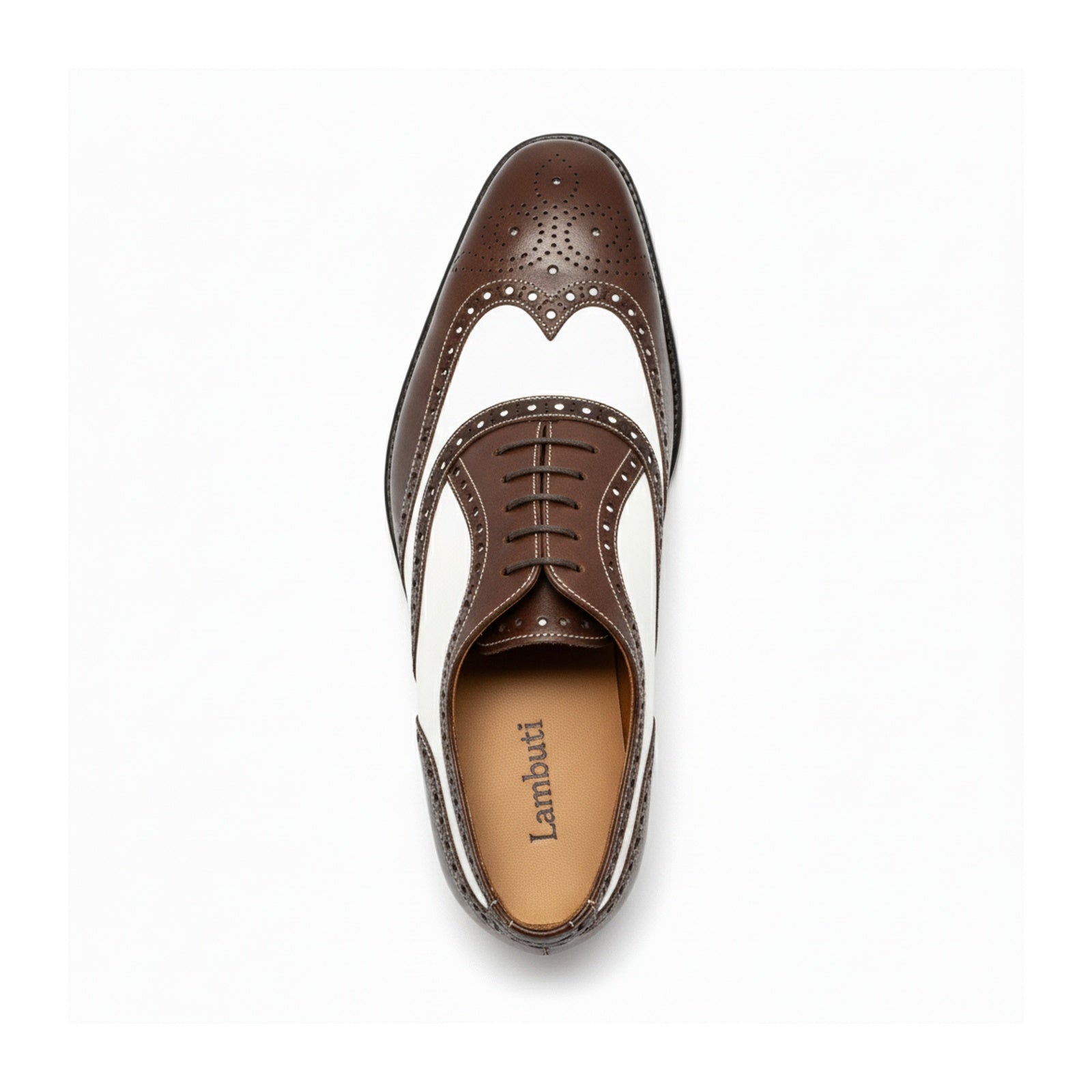 top-down-view - Men's Brown & White Leather Spectator Shoes