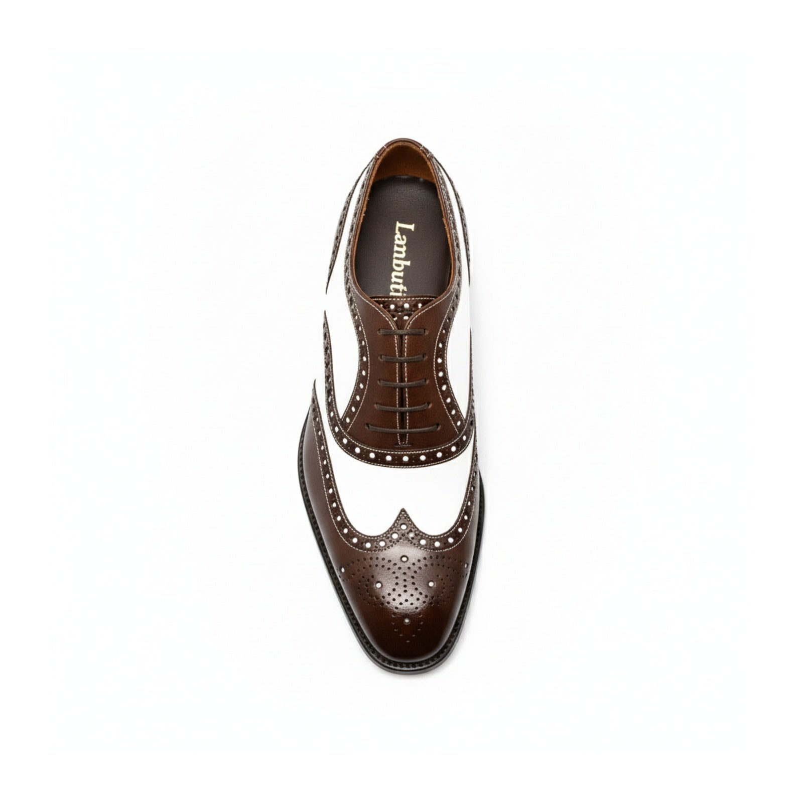 top-down-view - Men's Brown & White Leather Spectator Shoes