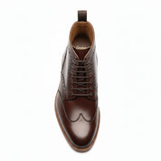 top-down-view - Men's Burgundy & Brown Leather Lace-Up Boots
