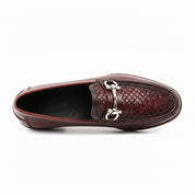 Men's Burgundy Genuine Leather Driving Shoes - top-down-view