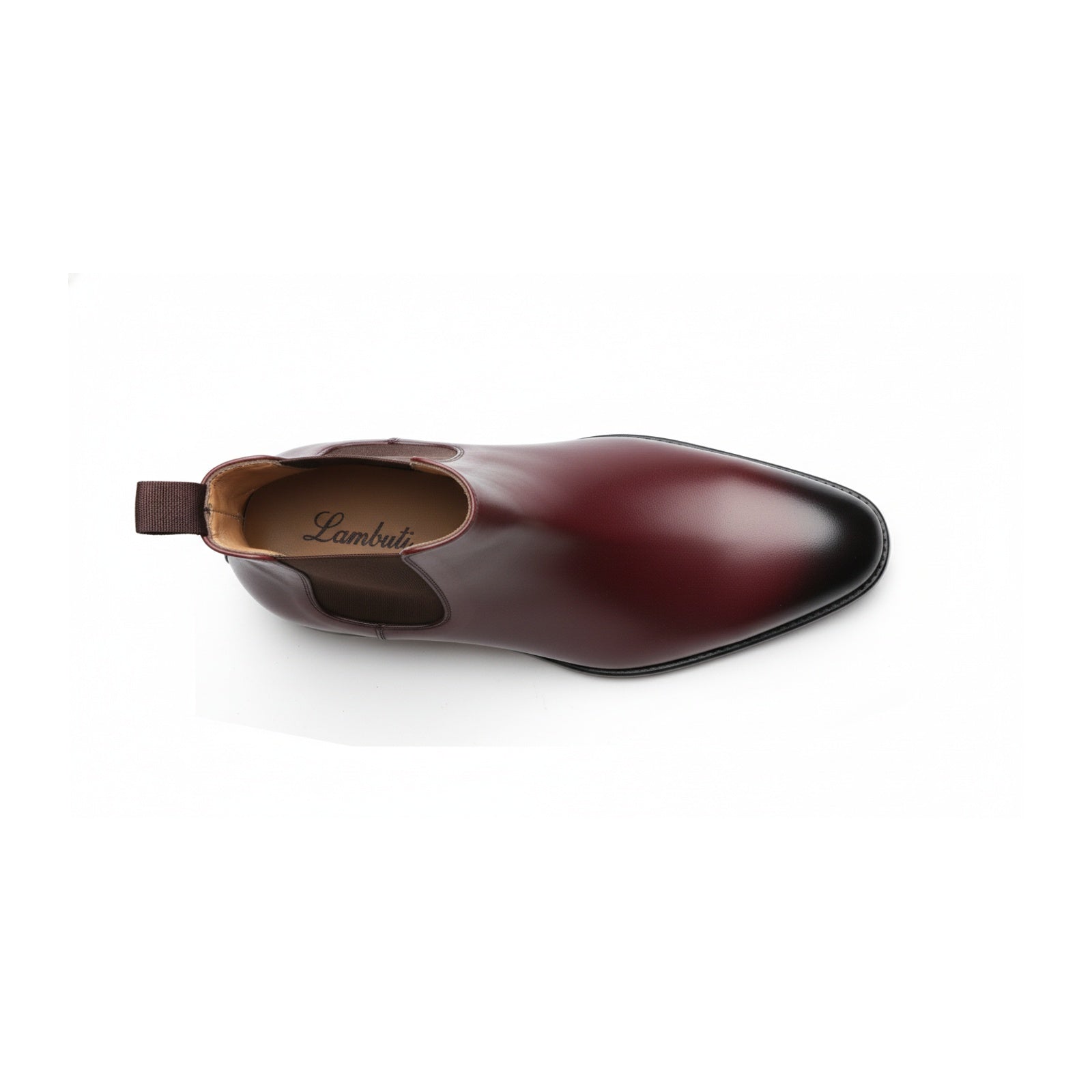 Men's Burgundy Leather Chelsea Boots - top-down-view